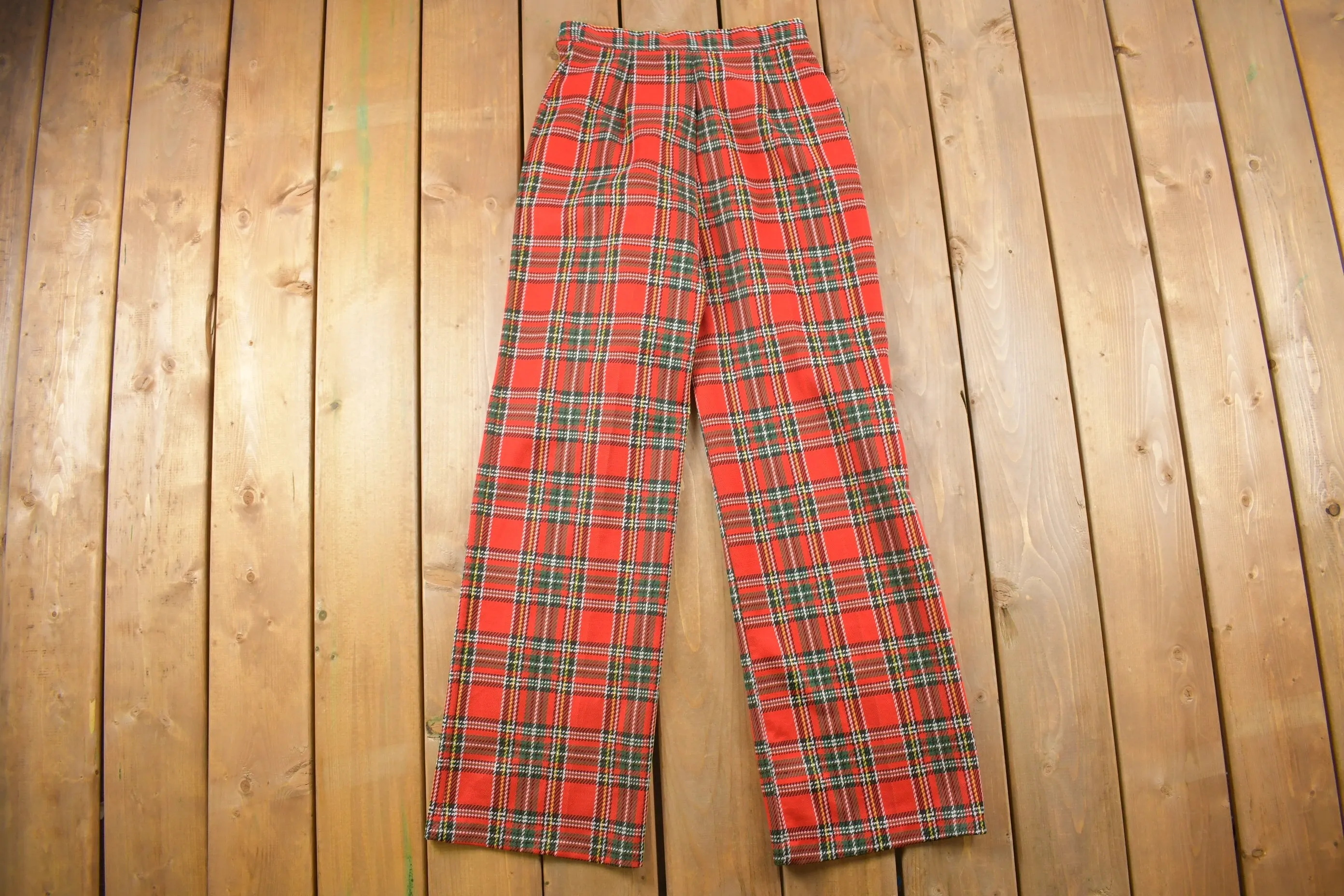 Vintage 1960s Jack Winter Wool Plaid Pants / Size 26 x 30 / True Vintage / Bottoms / Vintage Pants / Retro Style / Made in USA