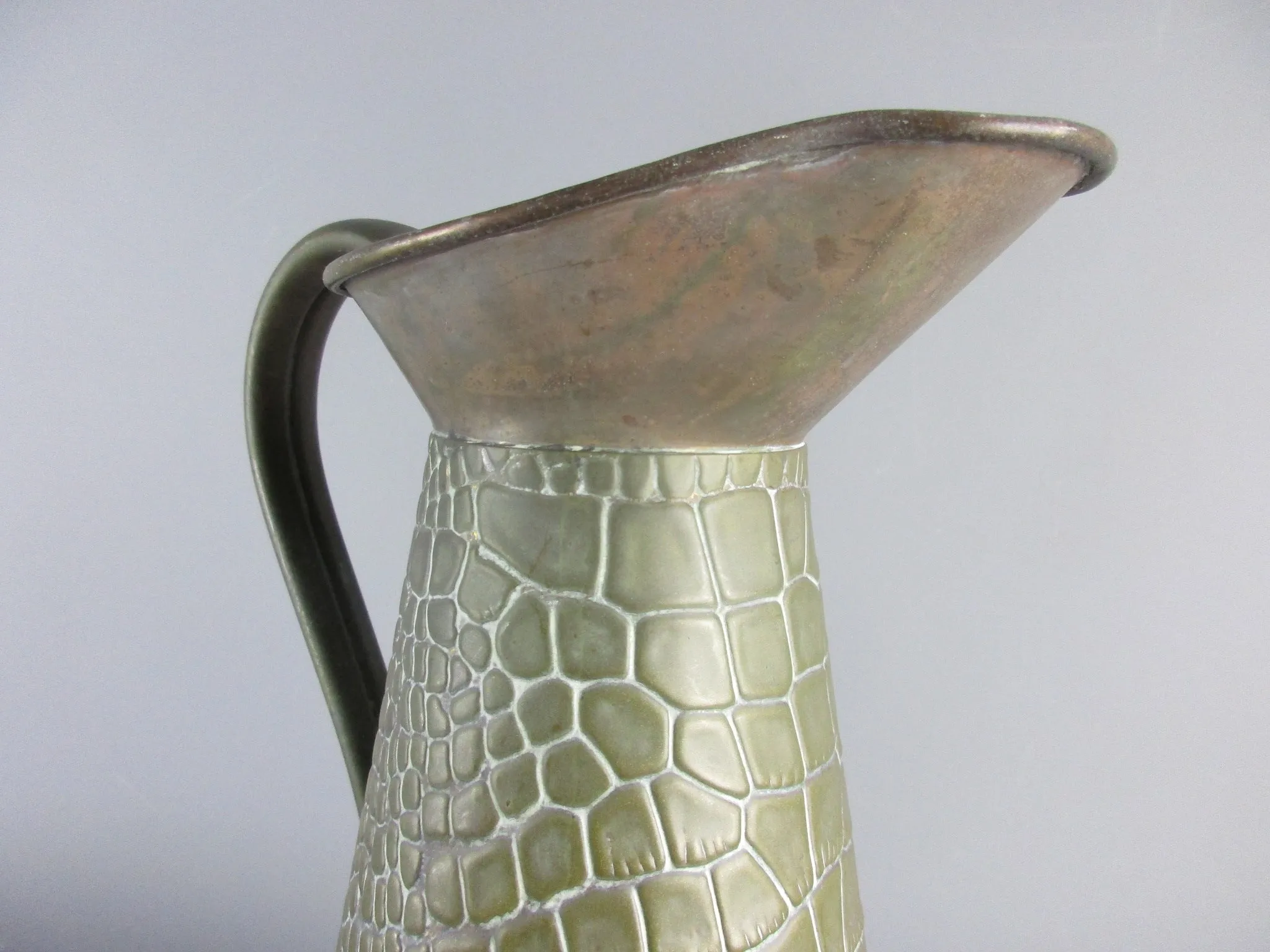 Vintage Solid Brass Faux Aligator Crocodile Pattern Embossed Jug. No 6