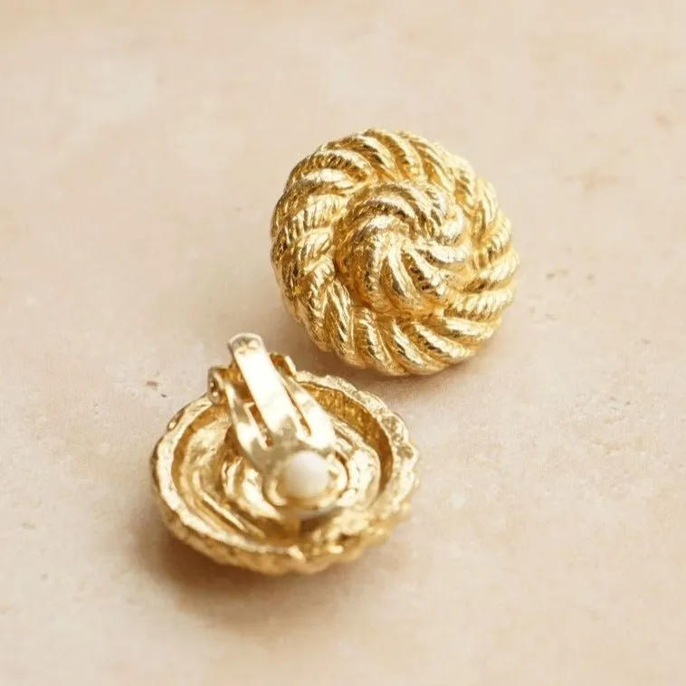 Vintage Statement Rope Swirl Clip-On Earrings