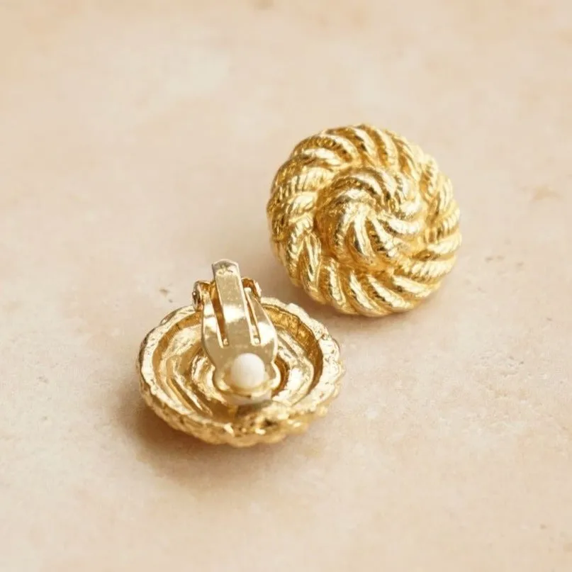 Vintage Statement Rope Swirl Clip-On Earrings