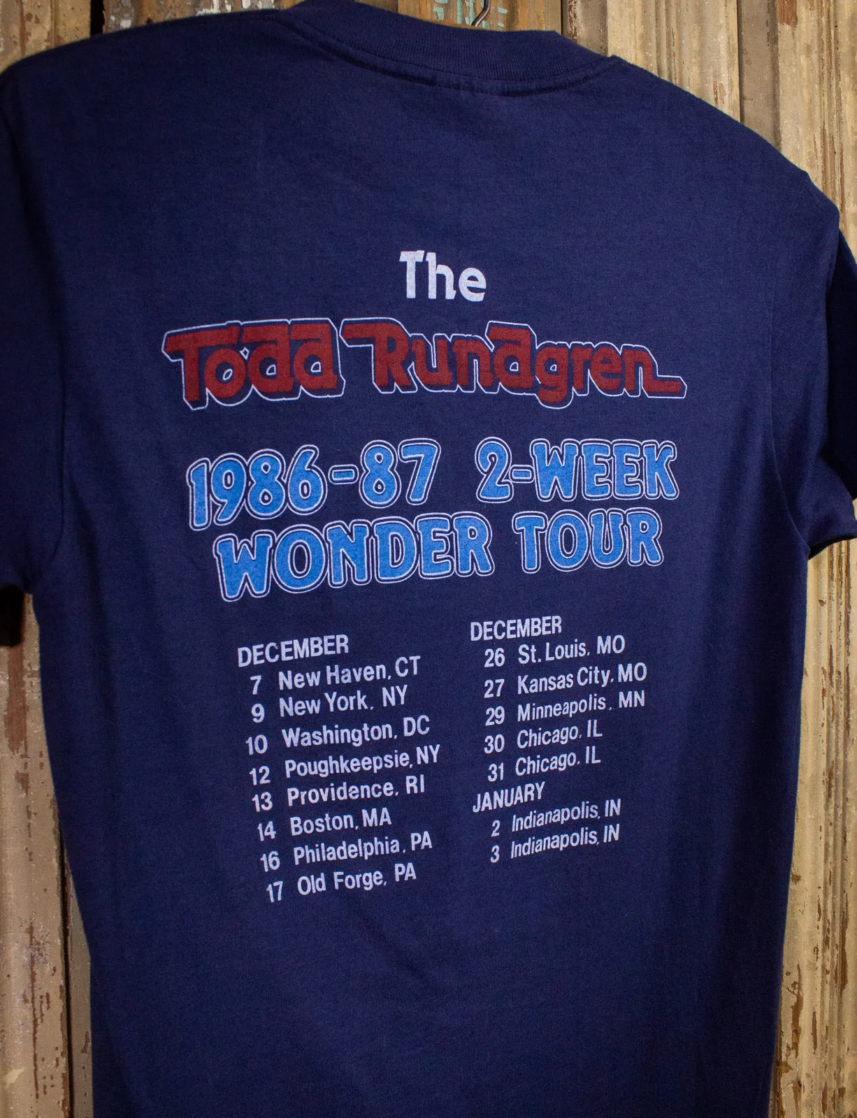 Vintage Todd Rundgren 2 Week Wonder Concert T Shirt 1986-87 Blue XS