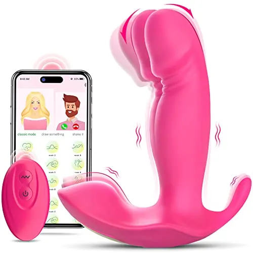 Wearable G Spot Dildo Vibrators Adult Sex Toys for Women or Men, App Remote Control Panty Clit Mini Vibrator with 10 Quickly Wiggling & Vibrating Modes Vibrating Panties Quite Rose Dildos Sex Machine