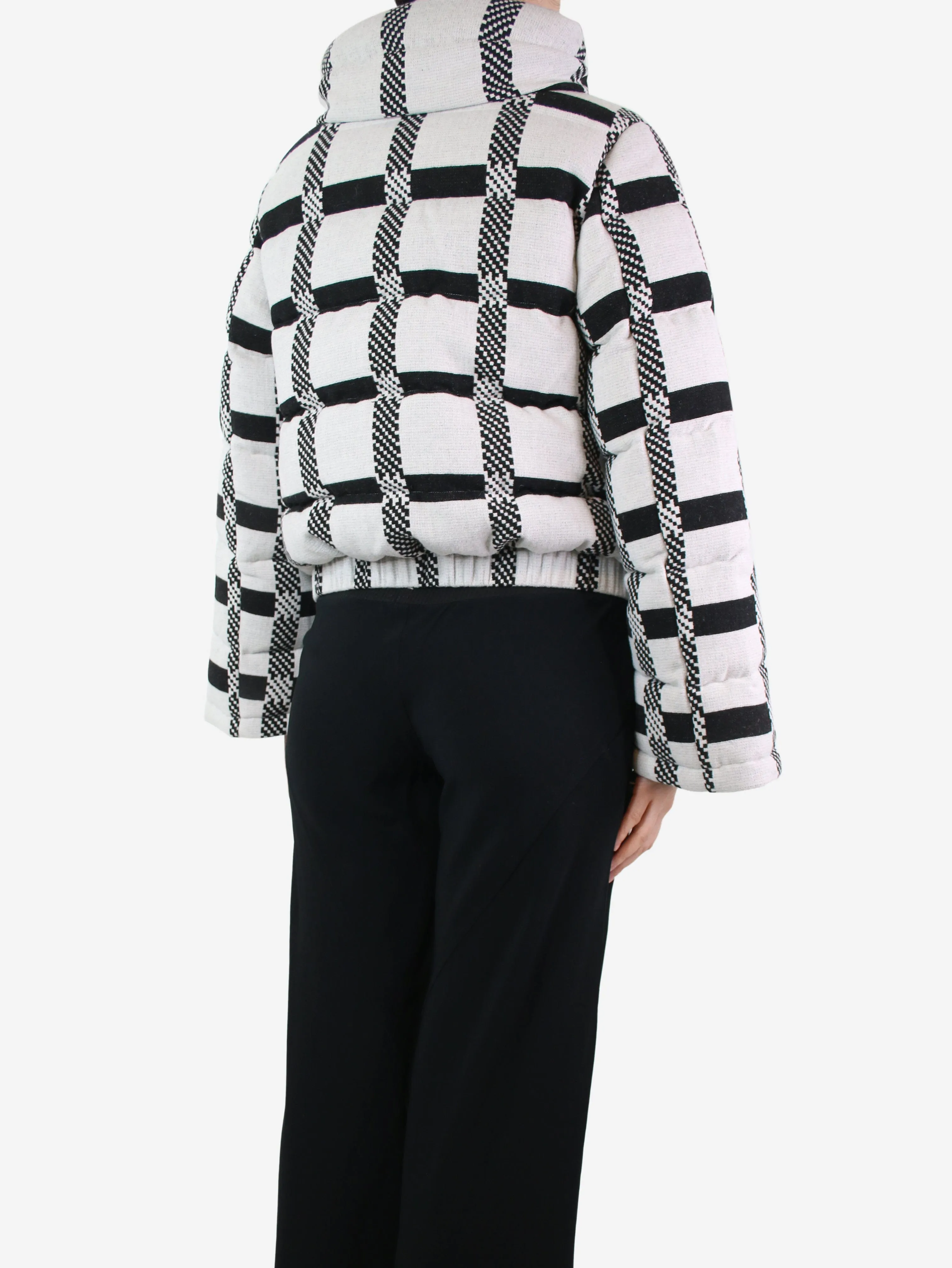 White and black checkered wool-blend jacket - size S