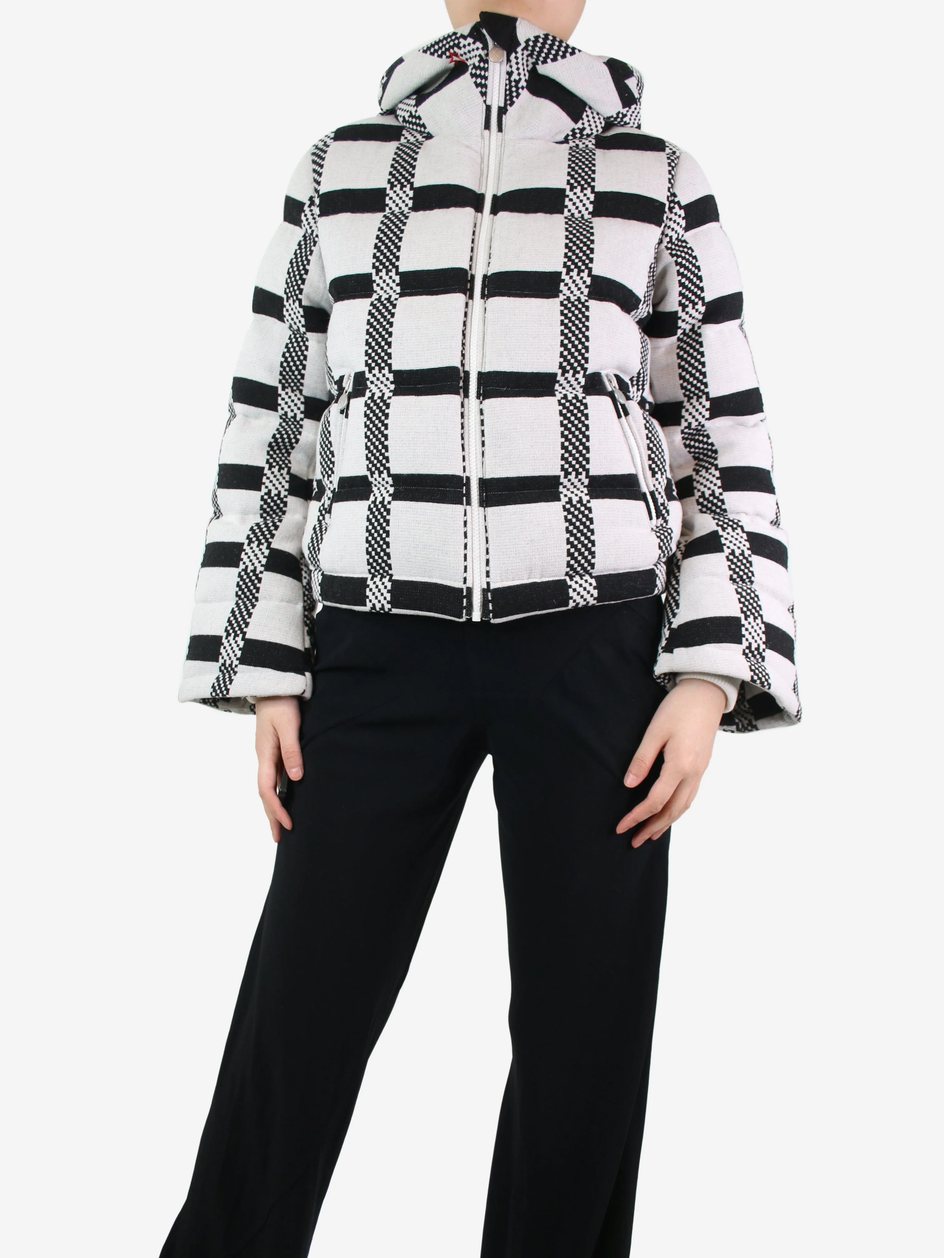 White and black checkered wool-blend jacket - size S