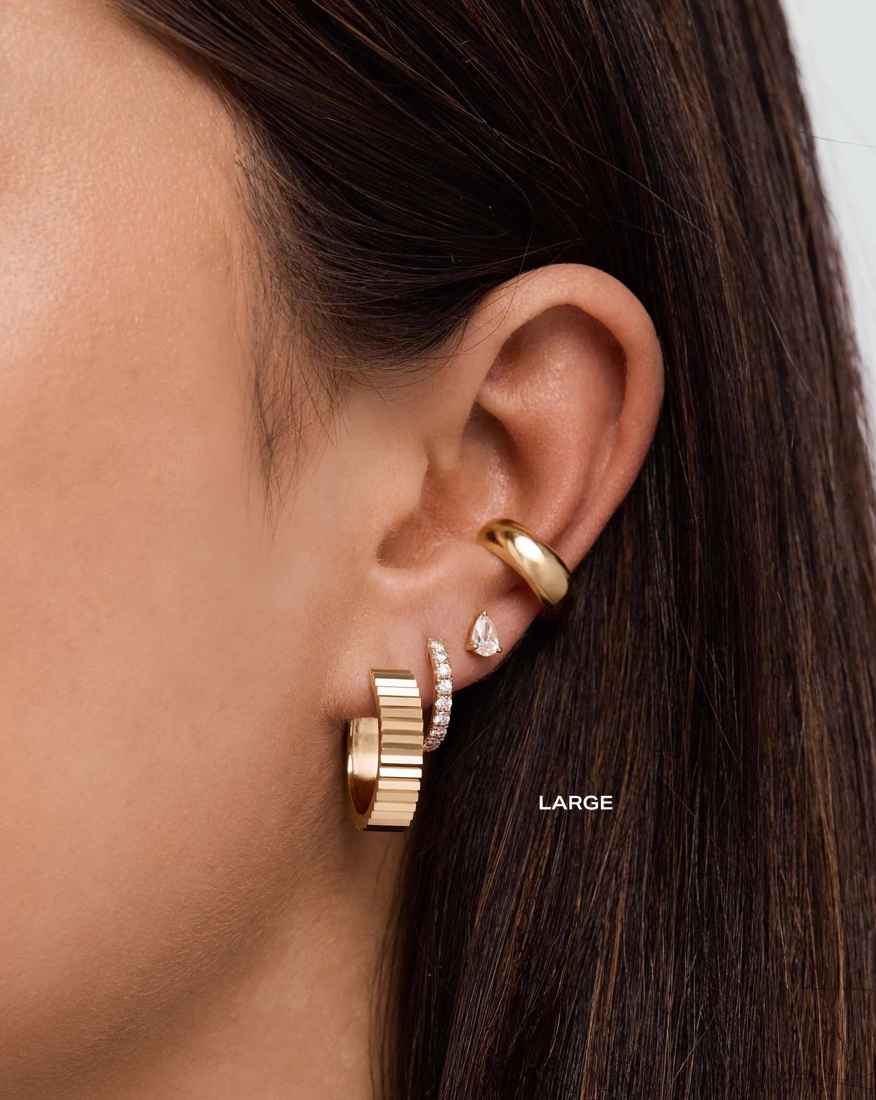 Wide Fluted Gold Hoops