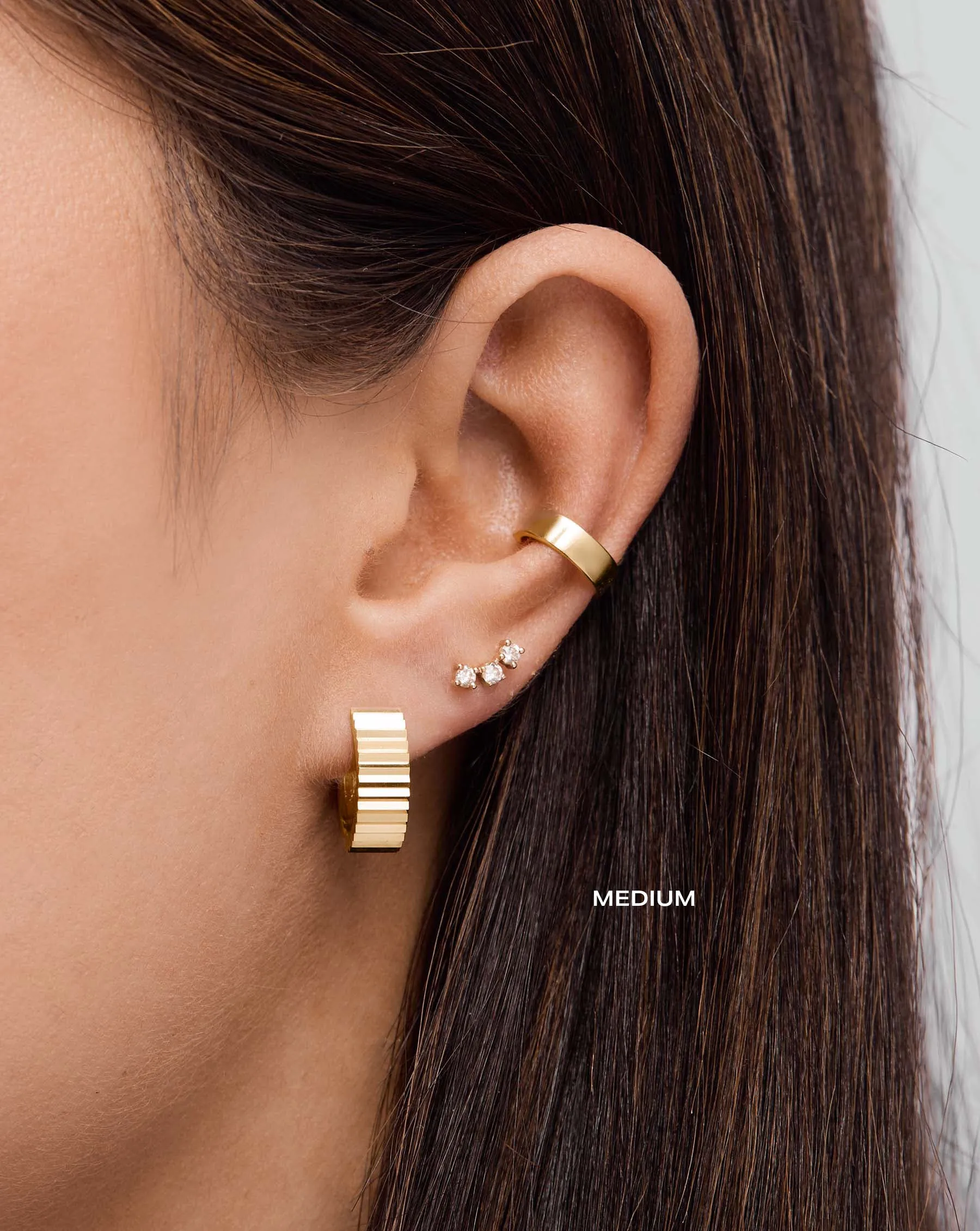 Wide Fluted Gold Hoops