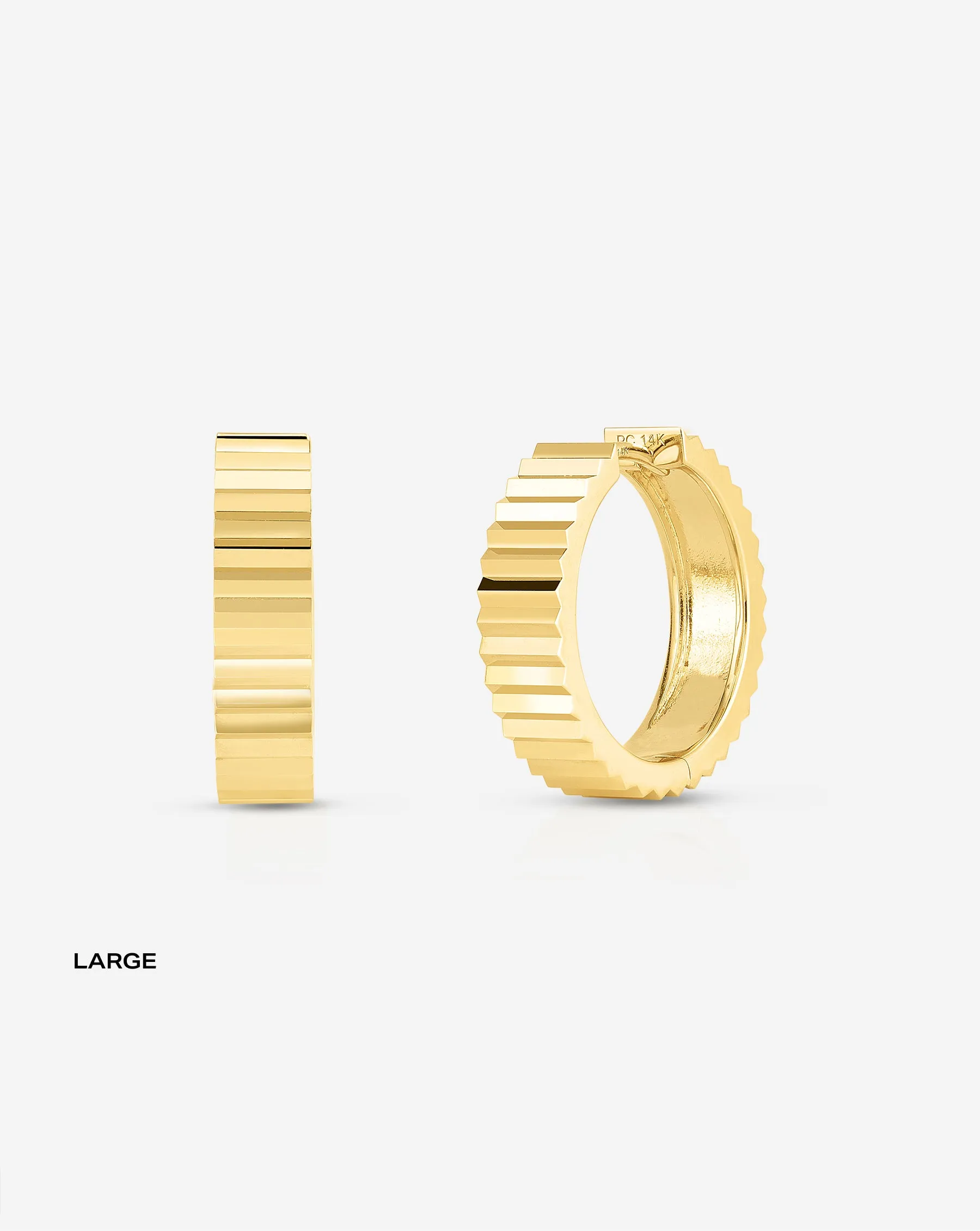 Wide Fluted Gold Hoops