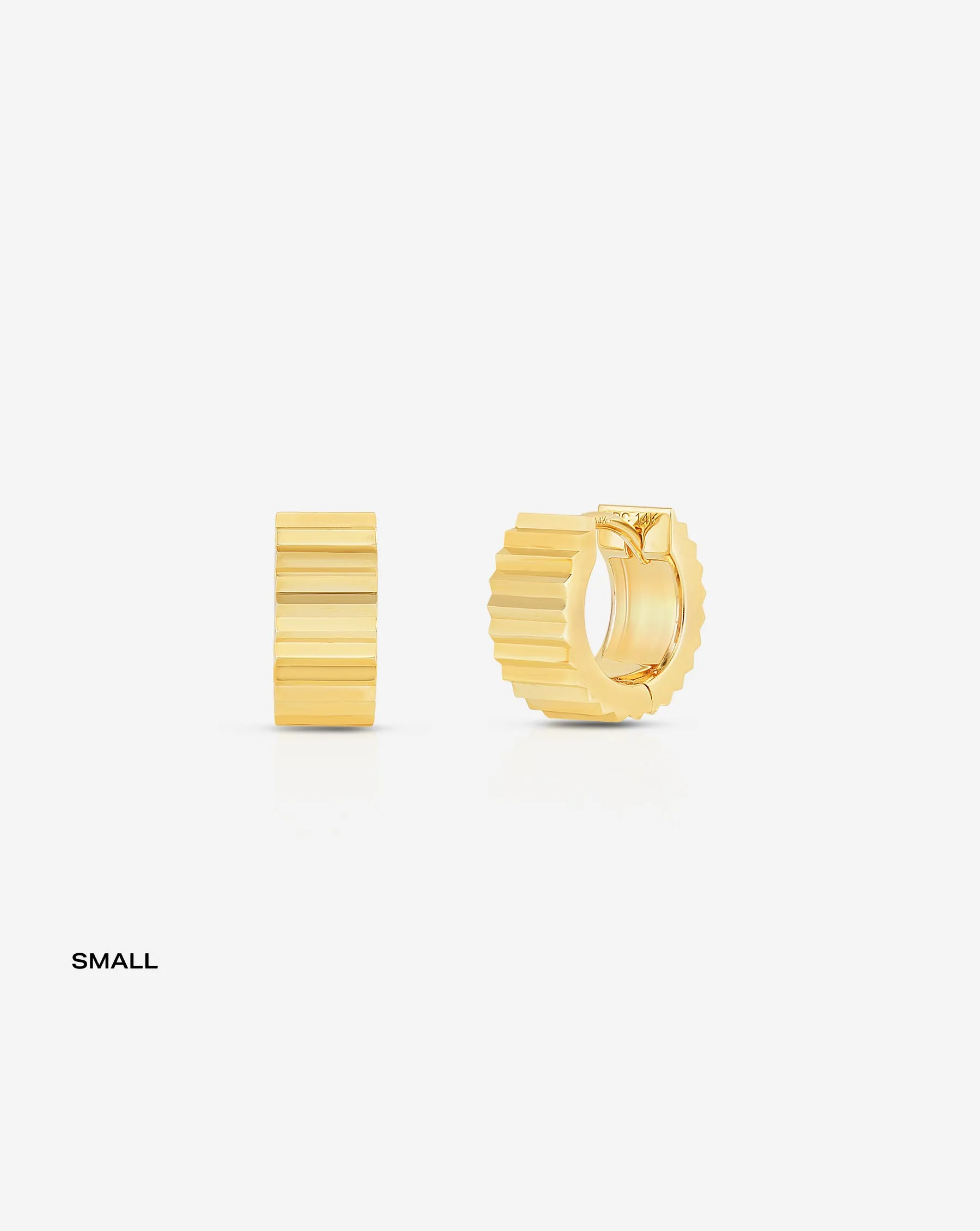 Wide Fluted Gold Hoops