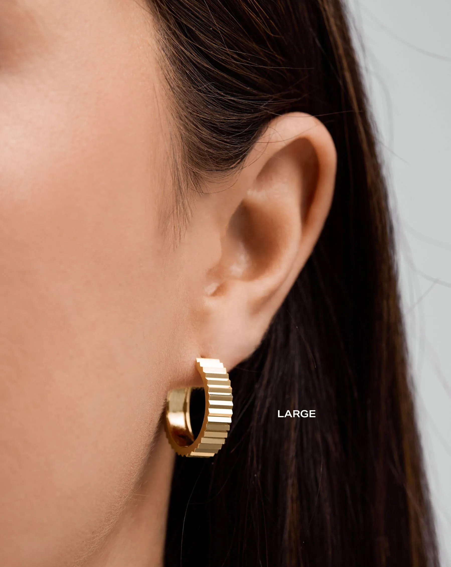 Wide Fluted Gold Hoops