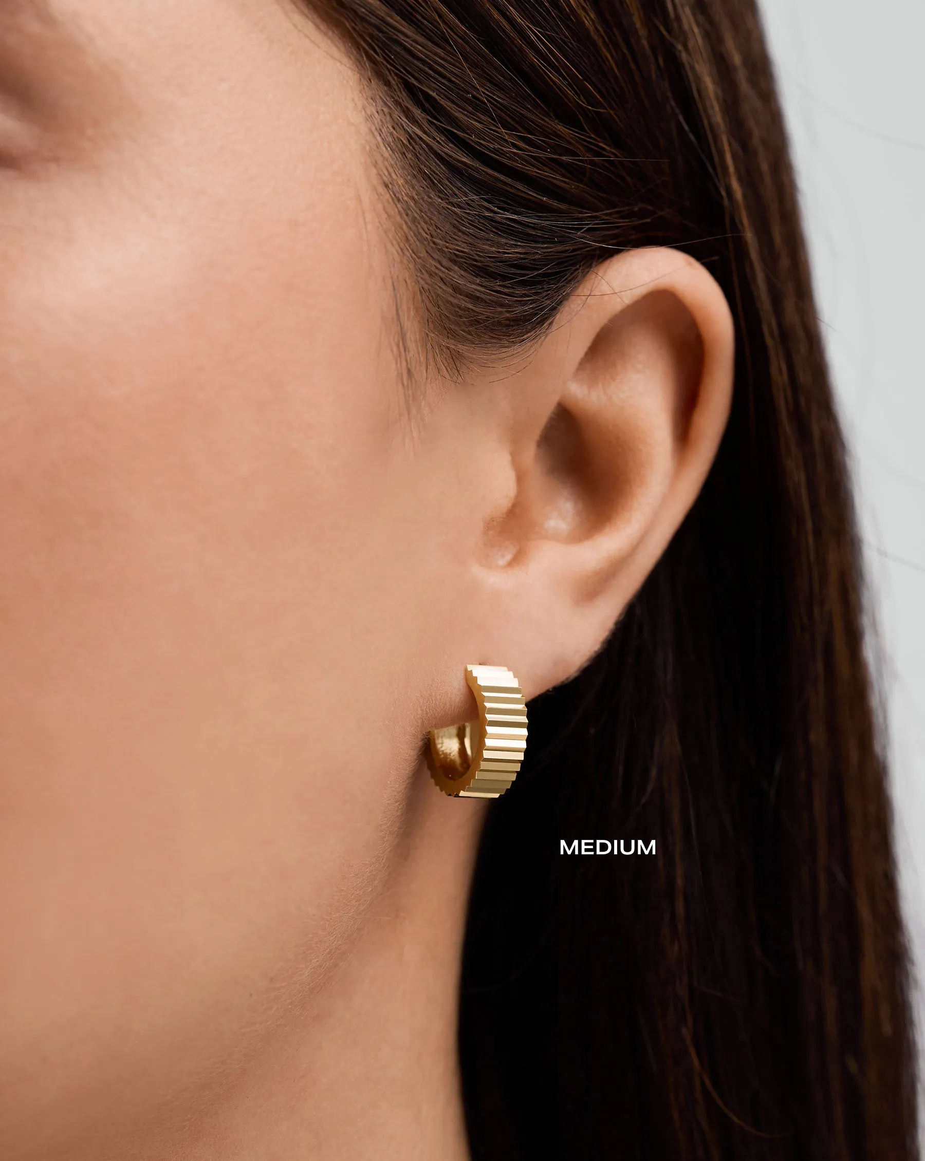 Wide Fluted Gold Hoops