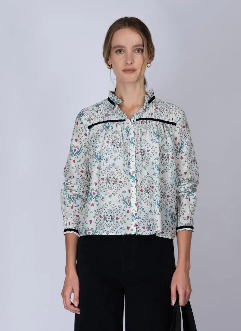 Wikwood Printed Cotton Silk Dessa Blouse