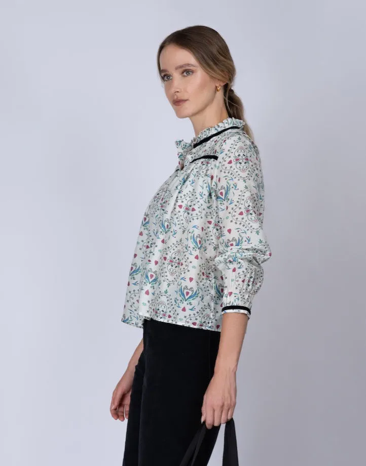 Wikwood Printed Cotton Silk Dessa Blouse