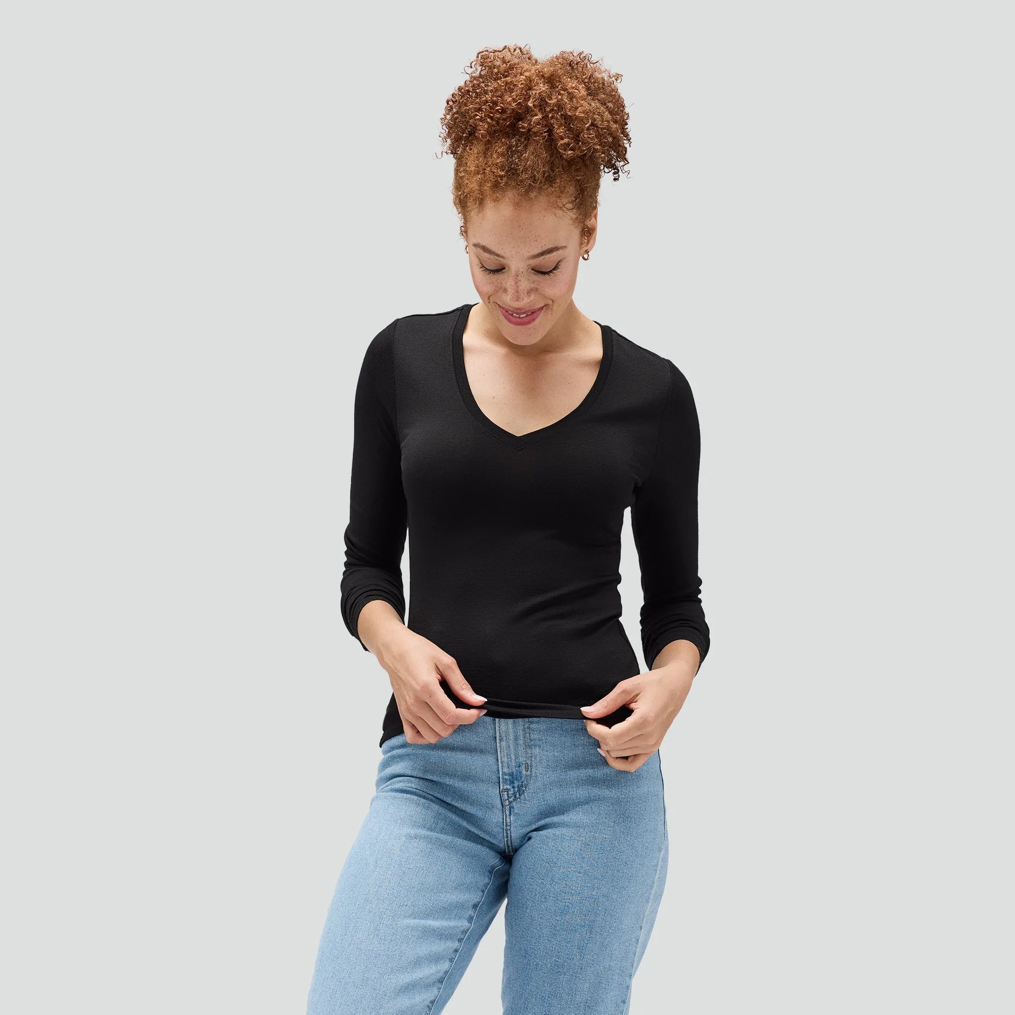 Women's Slim Merino Long Sleeve V-Neck