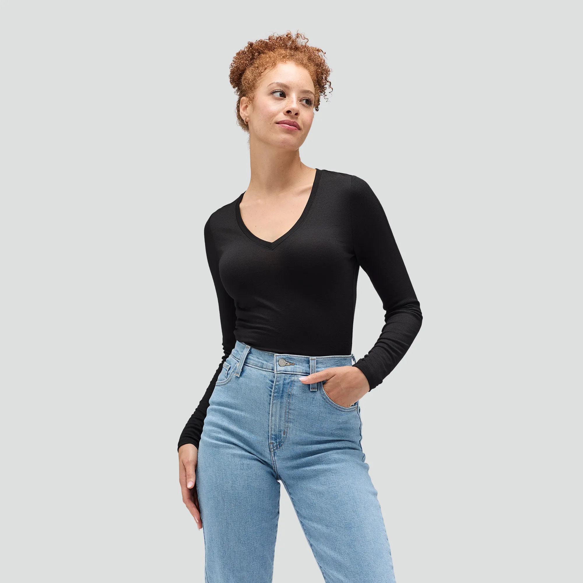 Women's Slim Merino Long Sleeve V-Neck