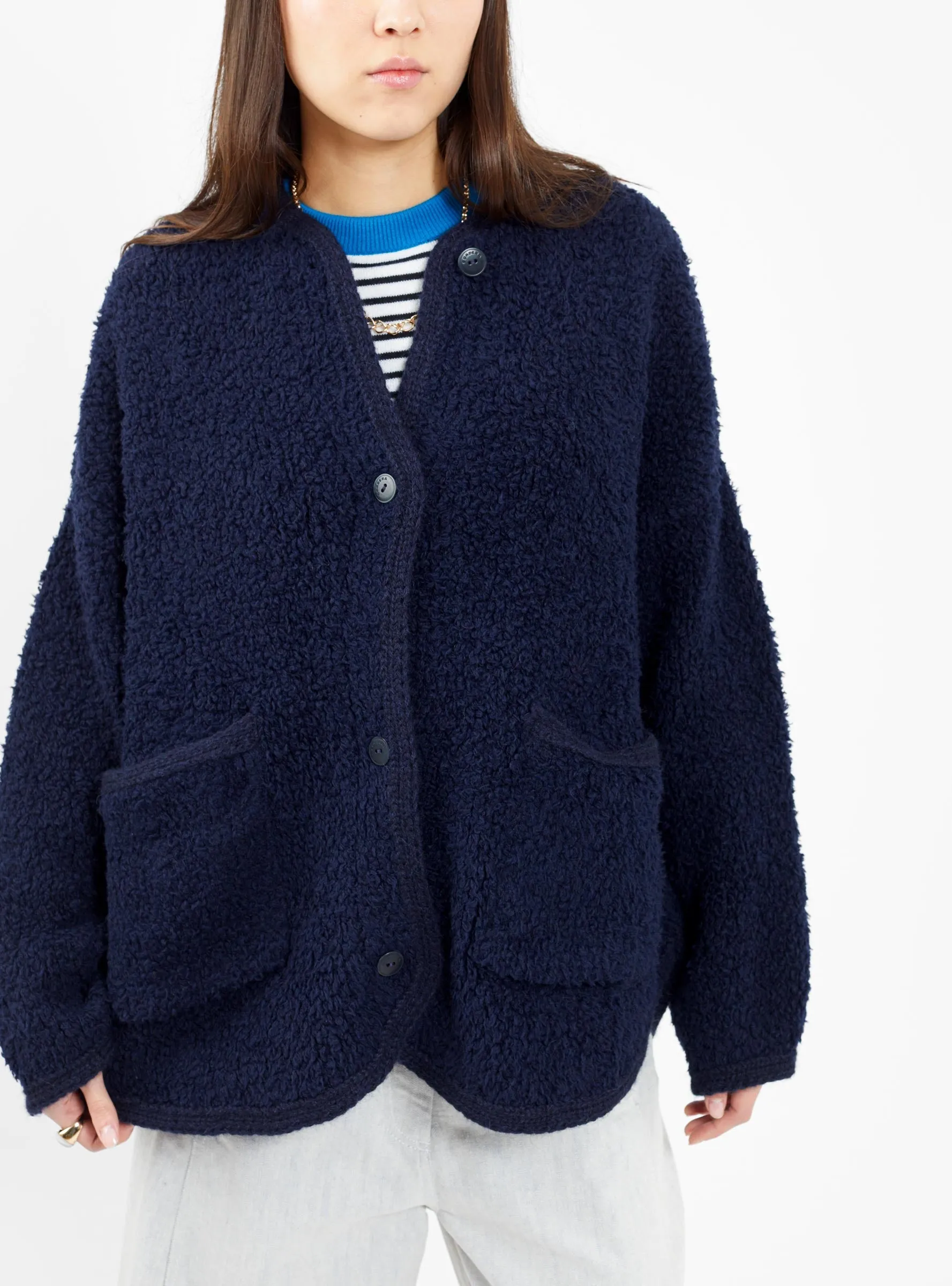 Wool Teddy Jacket Navy