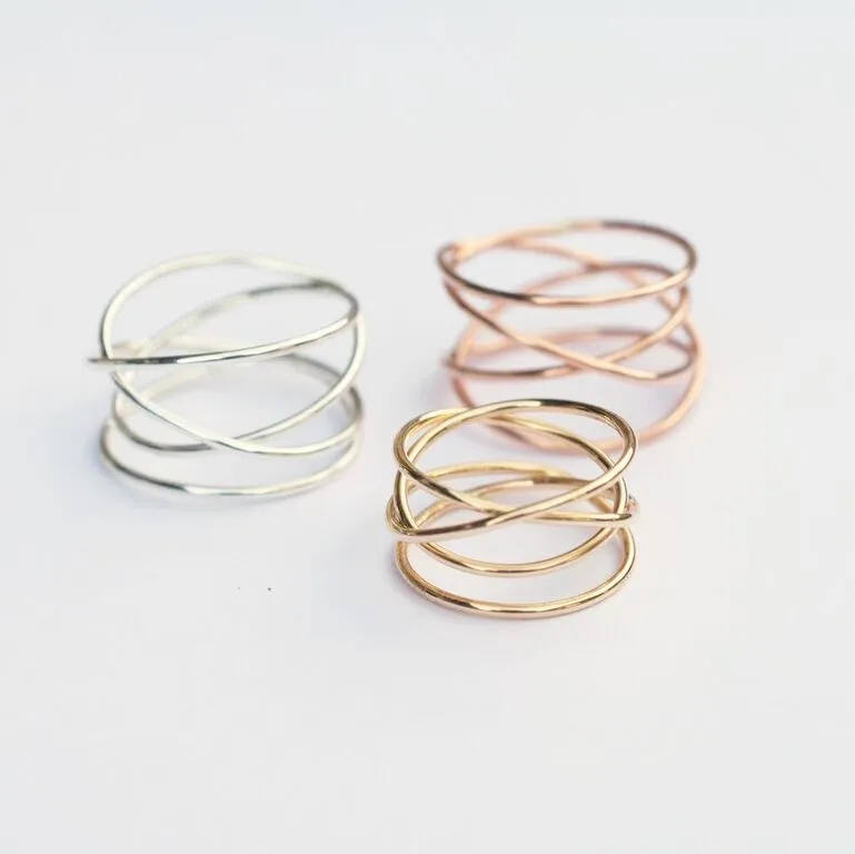 Woven 4-Band Ring - 14k Rose Gold Fill