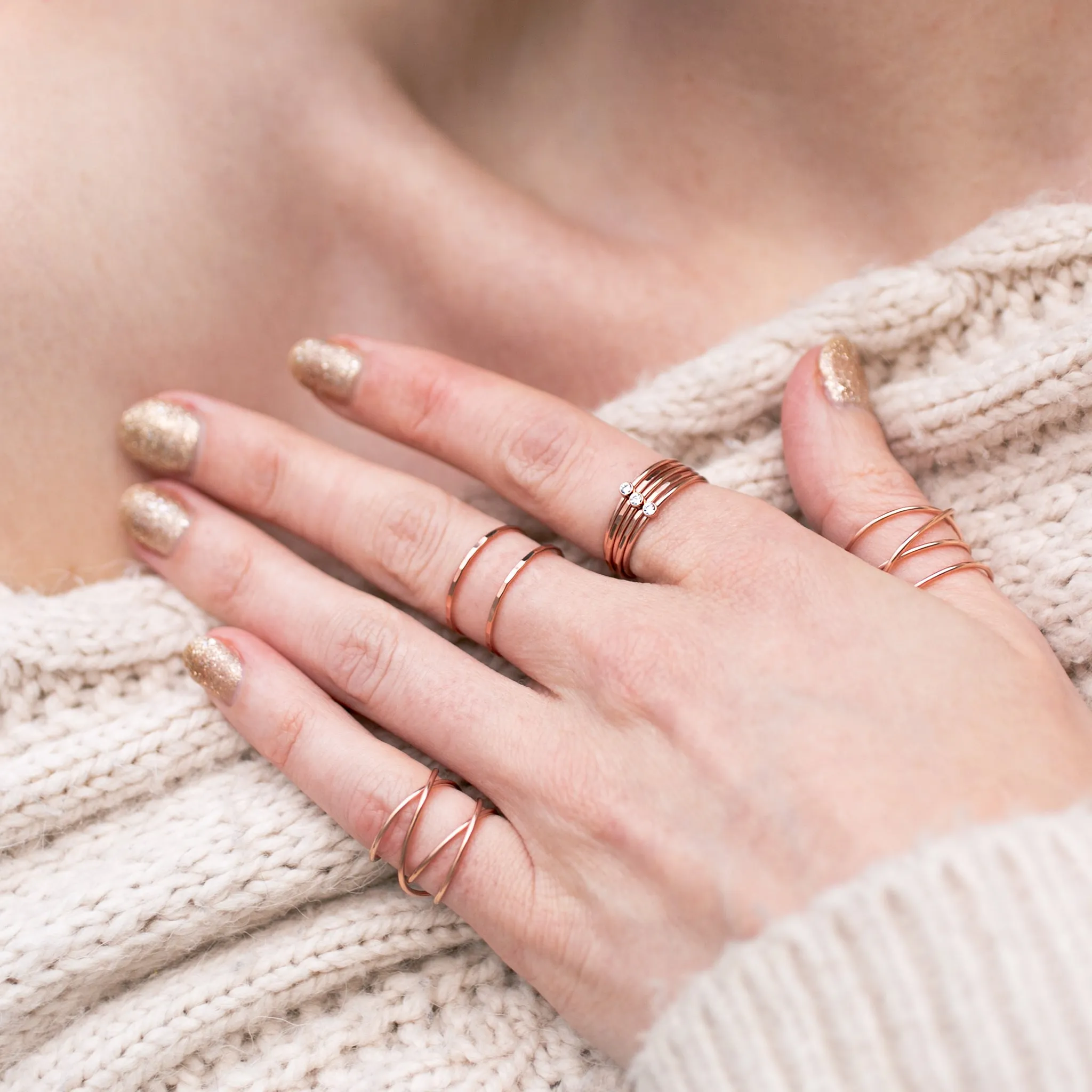 Woven 4-Band Ring - 14k Rose Gold Fill