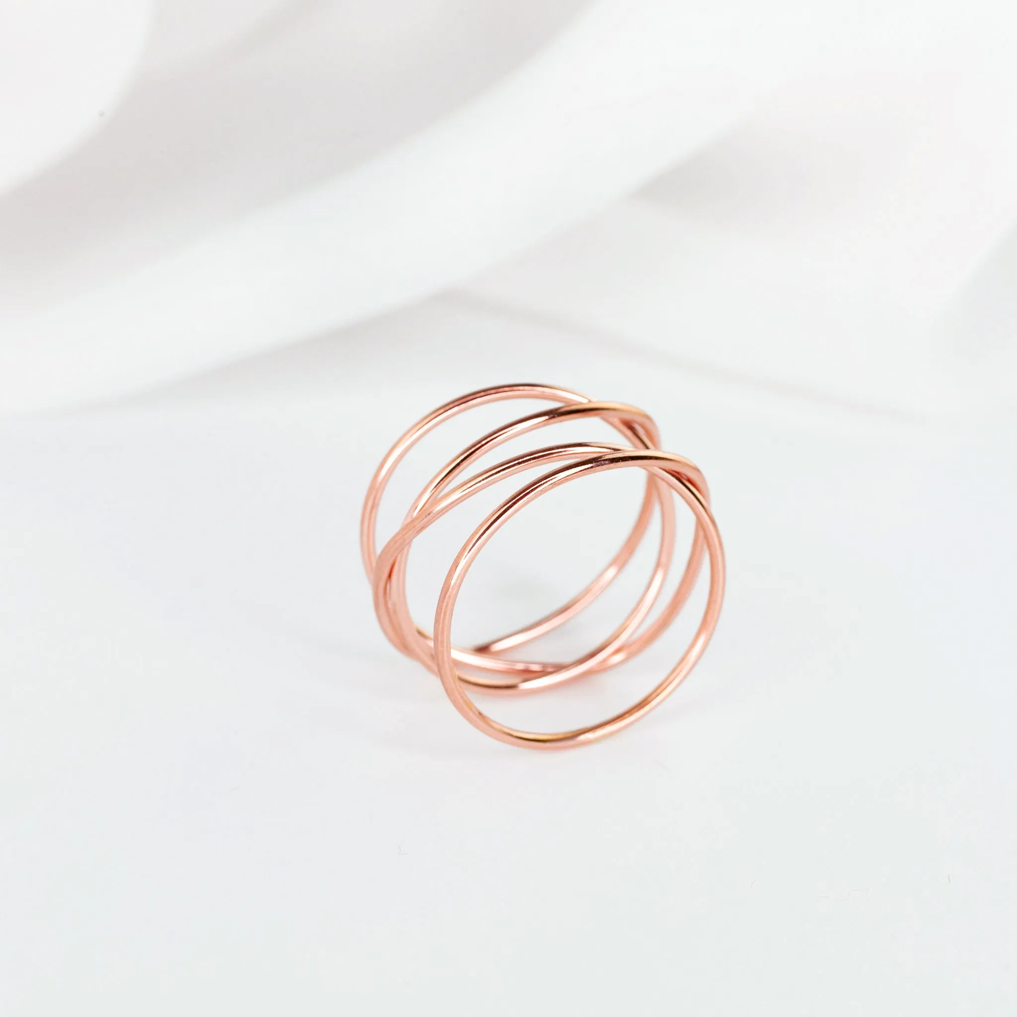 Woven 4-Band Ring - 14k Rose Gold Fill