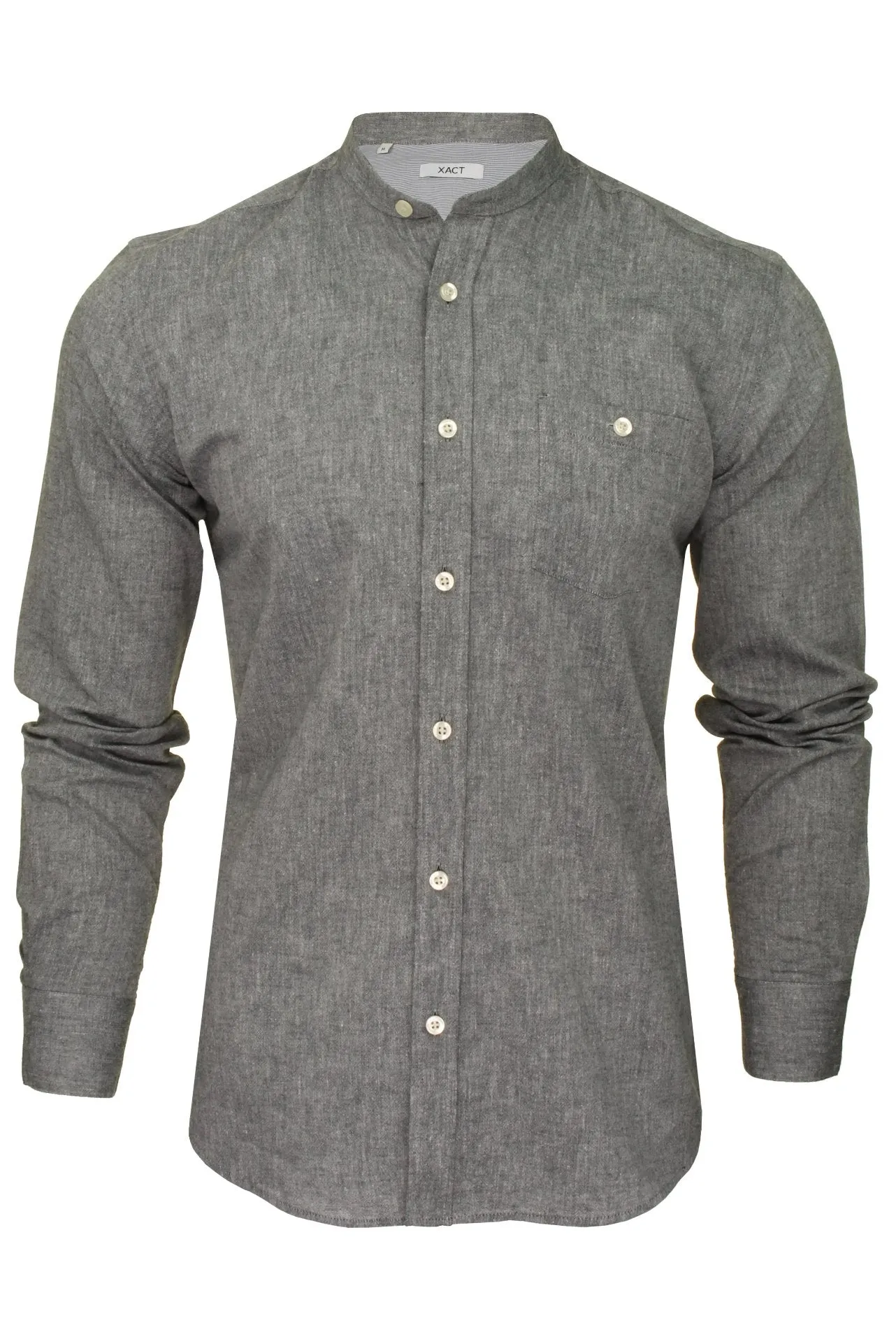 Xact Long Sleeved Linen Grandad Nehru Shirt