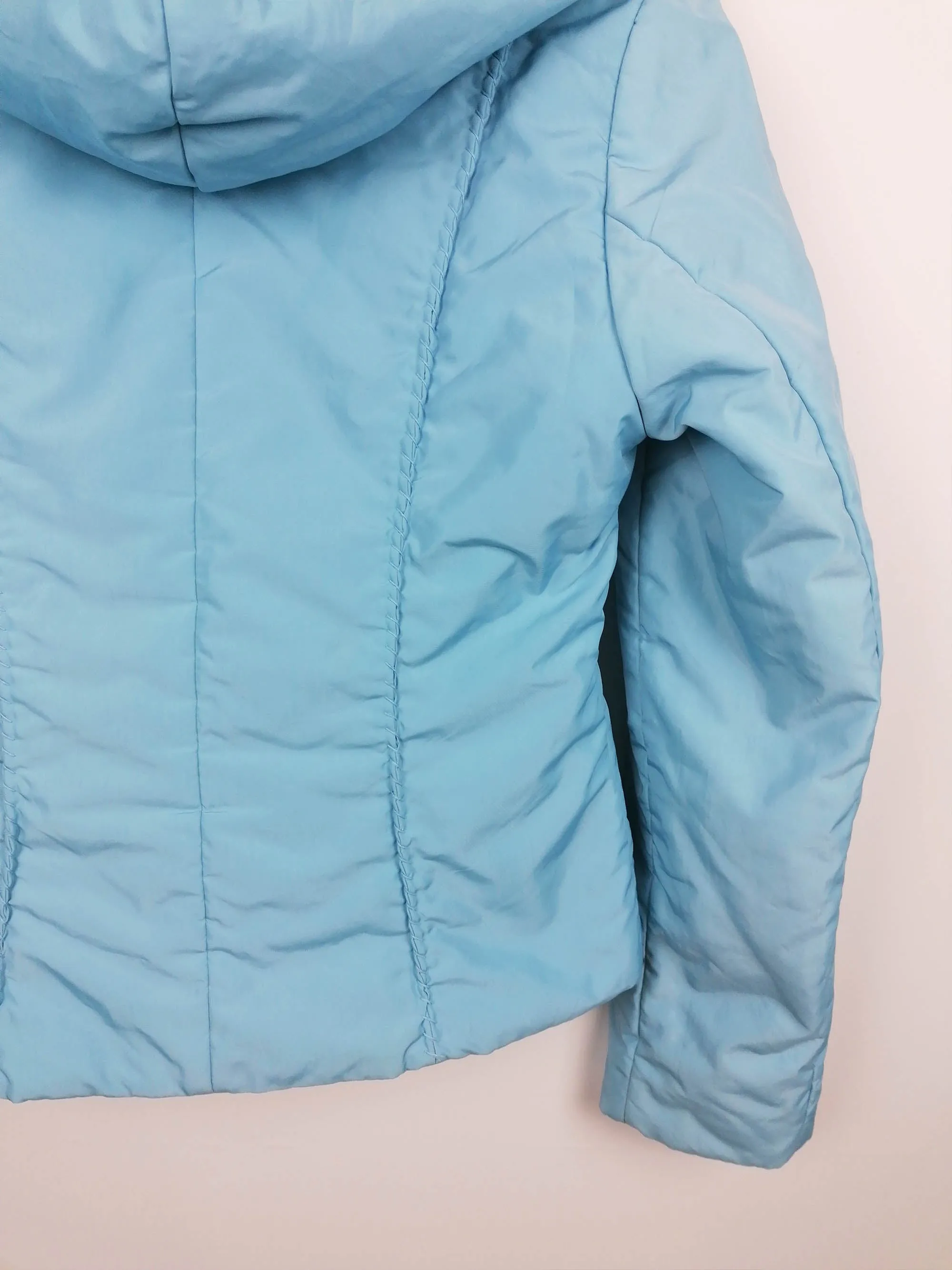 Y2K Snow Image Pastel Blue Fitted Jacket with Hood - size S-M