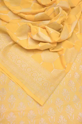 Yellow Color Georgette Banarasi Saree with Silver Zari Work