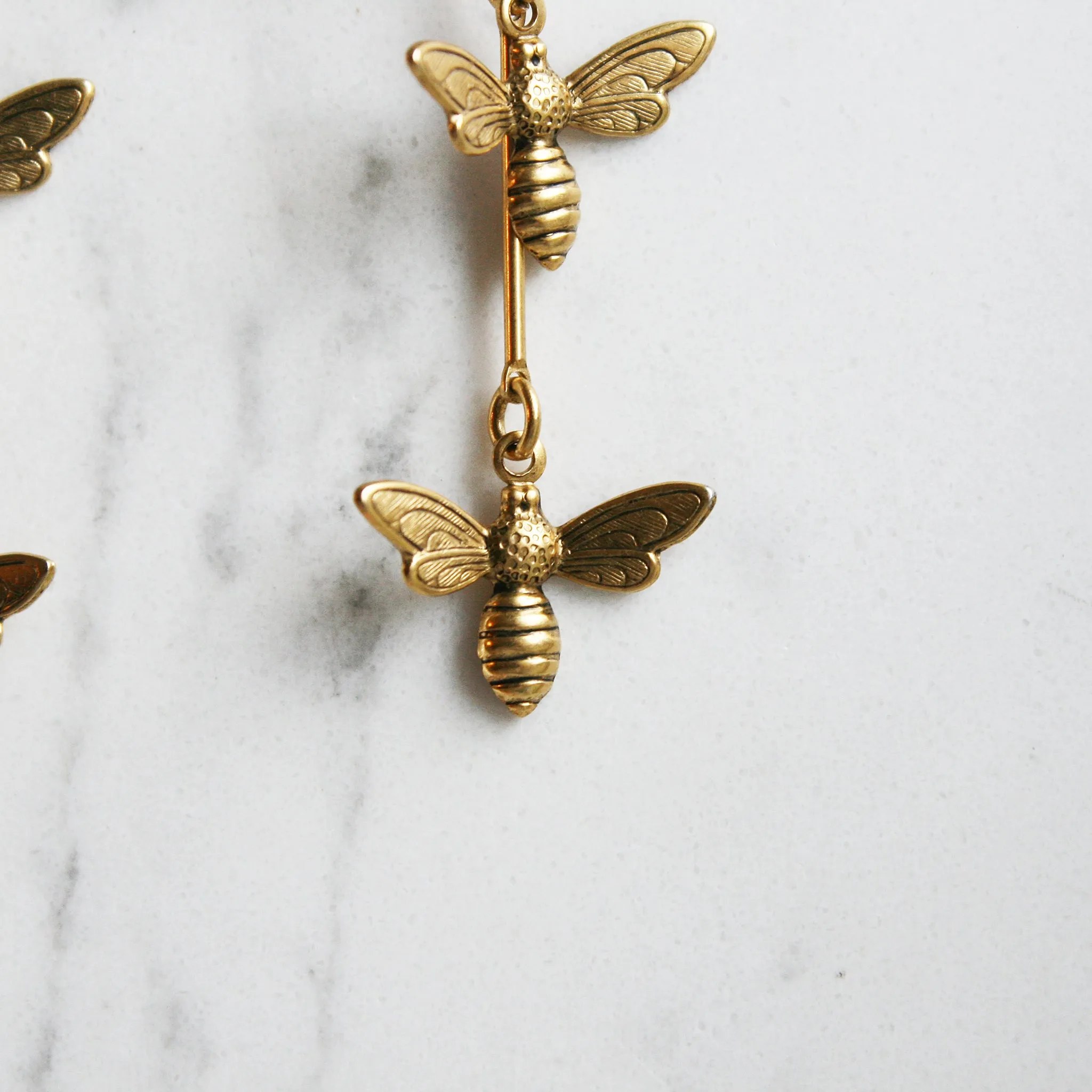 Yochi NY Emery Bumble Bee Dangle Earrings in 22k Gold